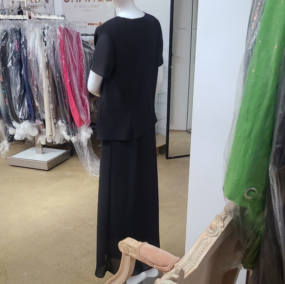 Tradition Little Black Maxi Dress Sequin Applique Evening Dress Size 14 - Picture 6 of 12